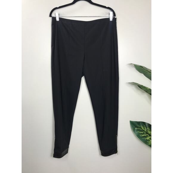 St. John Women's 10 Pants Black Leather Cuffs Business Old Money Sophisticated - Picture 1 of 10